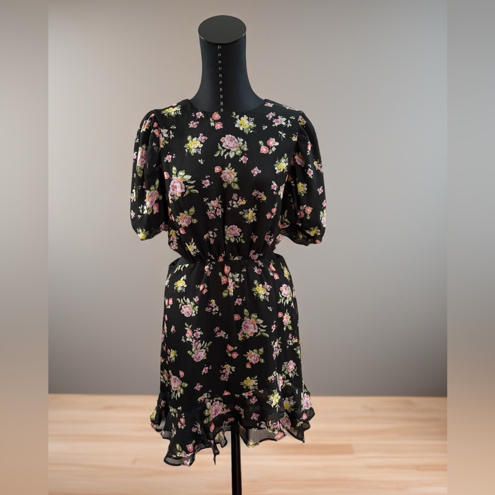 Charles Henry Black Floral Mini Dress
